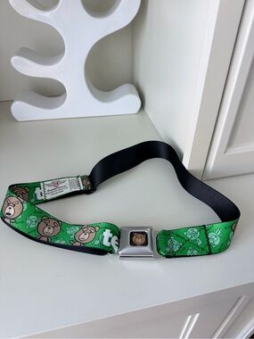 BUCKLE DOWN Seatbelt Belt TED Green Adjustable Made in USA MEN’S Size 32-36”